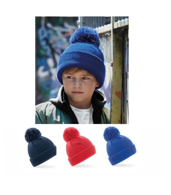 BB406B Beechfield Kids Reflective Bobble Beanie